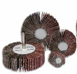 1", 1-1/2", 2", 2-1/2" & 3" (x 1" x 1/4") 40 to 120 Grit and 6" x 2" x 1" 60 Grit Unmounted Aluminum Oxide Flap Wheels