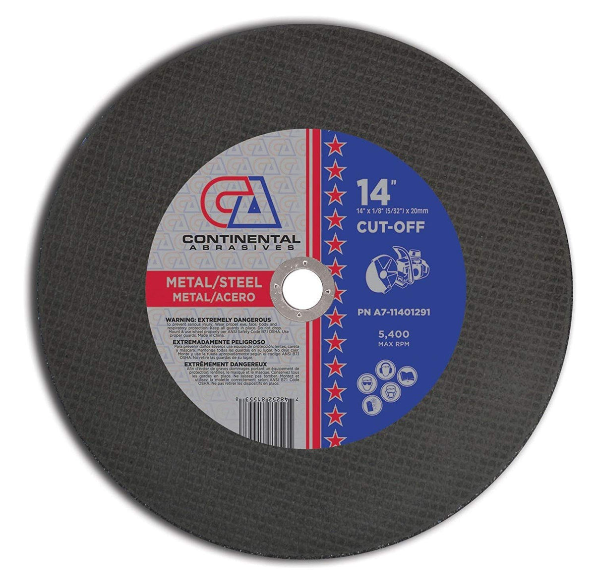 14" x 1/8" (5/32") x 20mm Type 1 Gas Saw Wheels for Metal/Steel (Pack of 10)