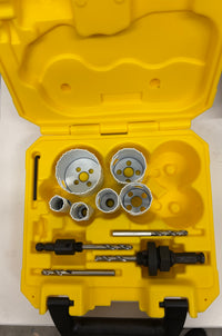 Load image into Gallery viewer, KANGO 10 PIECE BI-METAL HOLE SAW KIT - 3/4" 7/8" 1 1/8" 1 1/2" 1 3/4" 2 1/4" with 2 ARBORS &amp; STARTER BITS

