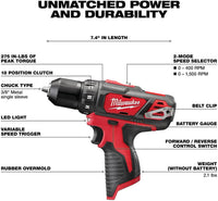 Load image into Gallery viewer, MILWAUKEE ELECTRIC 2407-20 M12™ 3/8” Drill/Driver - BARE TOOL
