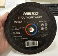 Load image into Gallery viewer, Neiko 11009A 7" x 1/8" x 5/8" w/ Diamond Knock Out Double Reinforced Metal Cut Off Wheel - 10 Pack
