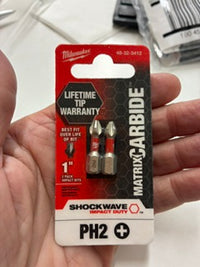 Load image into Gallery viewer, Milwaukee 48-32-3412 Shockwave Matrix Carbide 1 in. Phillips #2 Impact Bit 2 Pc. Set
