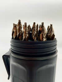 Load image into Gallery viewer, Reaper Cobalt 29pc Step Tip Stiletto Drill Set 1/16″ – 1/2″ x 64ths w/Quick Connect
