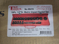 Load image into Gallery viewer, T&amp;E  19 Piece 1/2" Drive Metric Impact Sockets
