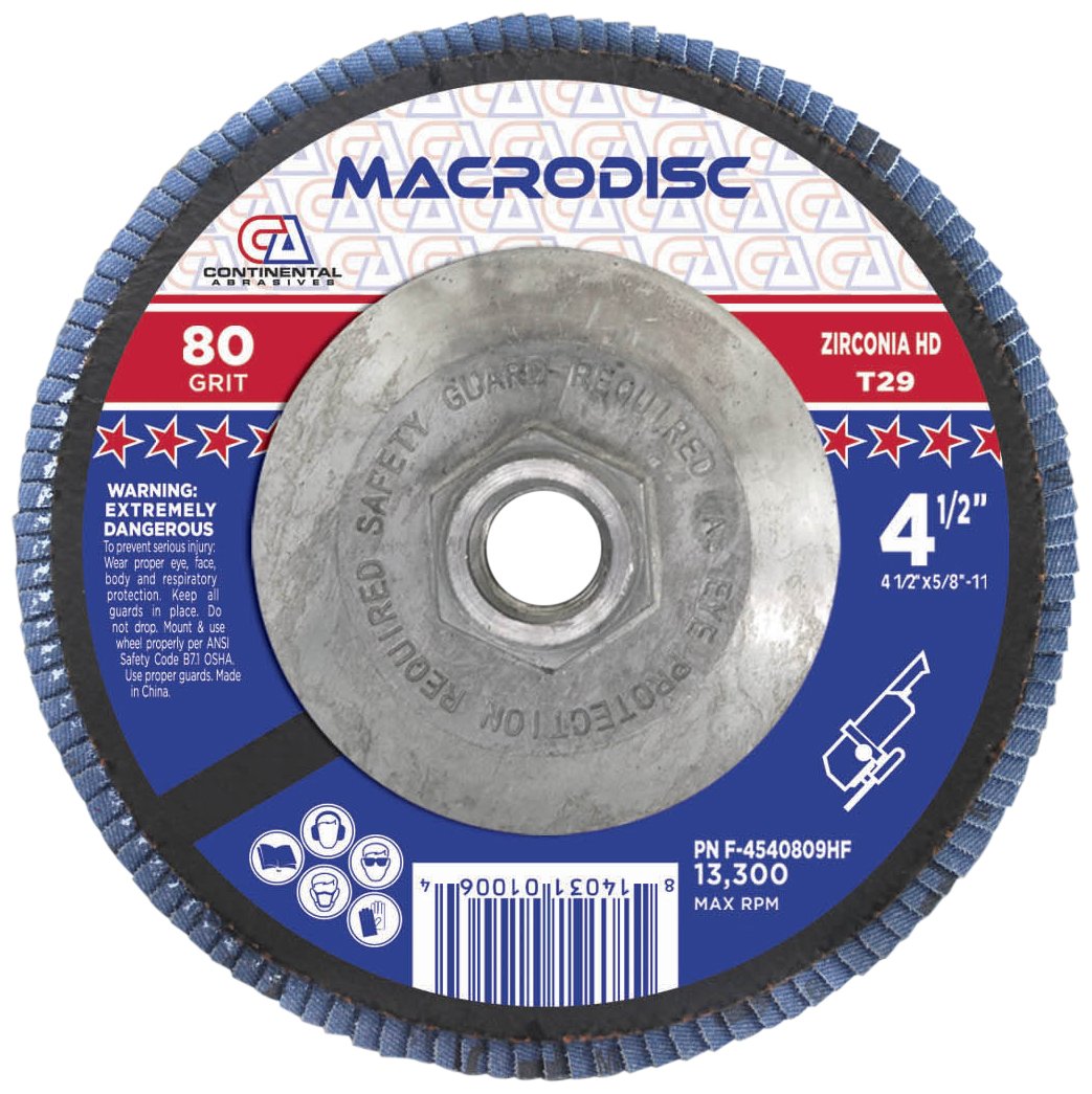 6" x 7/8" 80 Grit Type 29 Zirconia High Density Flap Discs (Pack of 10)