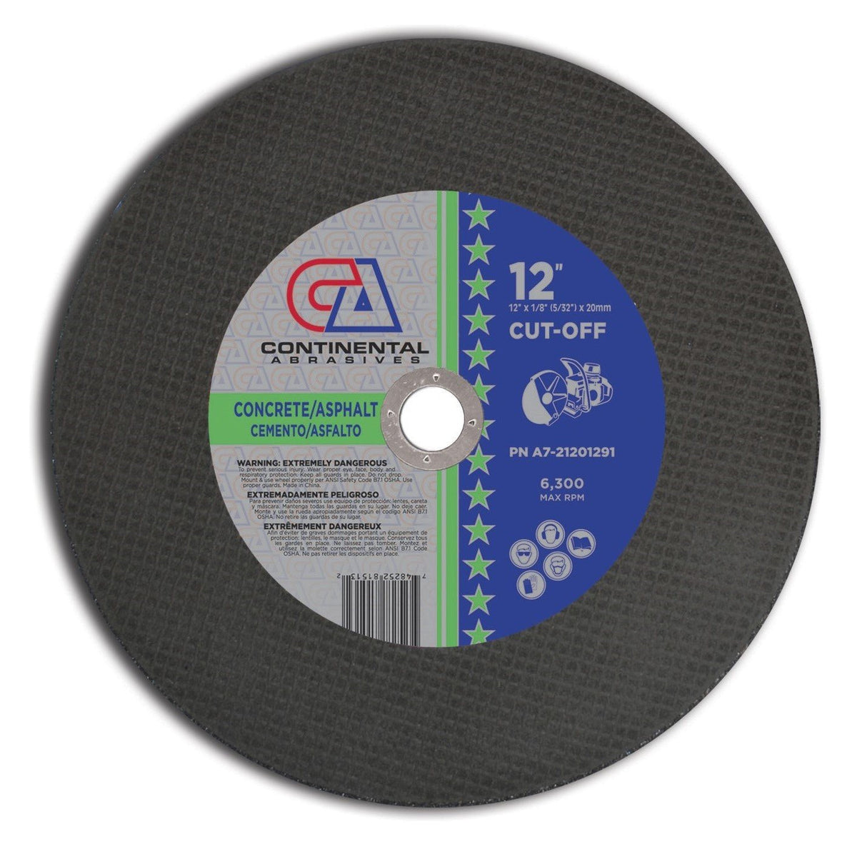 12" x 1/8" (5/32") x 20mm Type 1 Gas Saw Wheels for Concrete/Asphalt (Pack of 10)