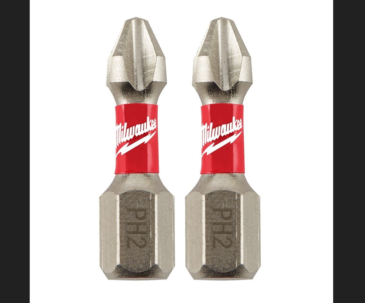 Milwaukee 48-32-3412 Shockwave Matrix Carbide 1 in. Phillips #2 Impact Bit  2 Pc. Set